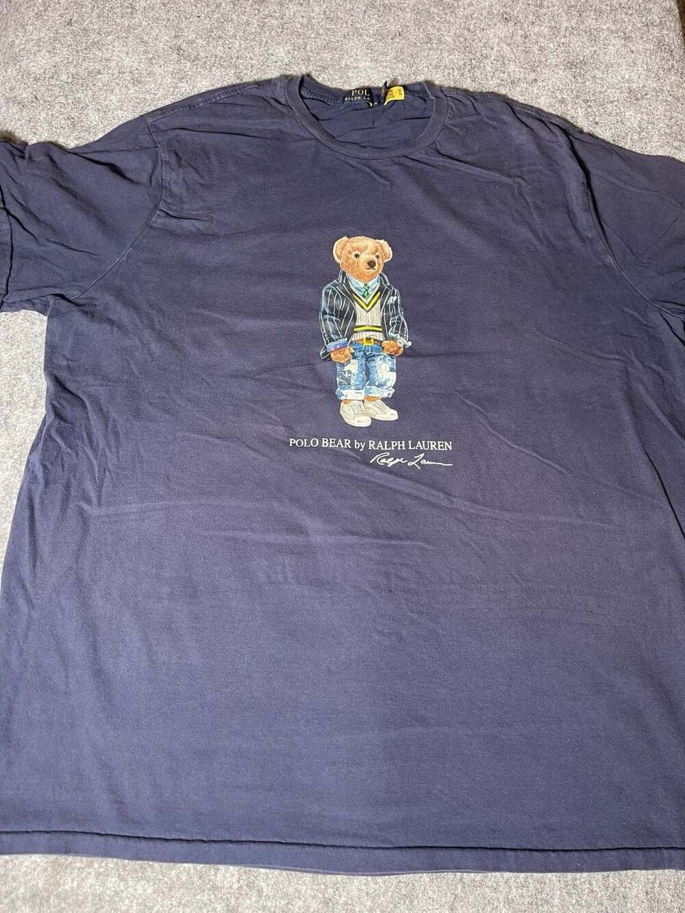 Polo Ralph Lauren Preppy Suit Polo Bear T-Shirt Navy Blue Size 2XL - Picture 2 of 7